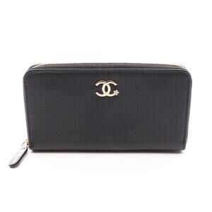 CHANEL Black Leather Logo Wallet
